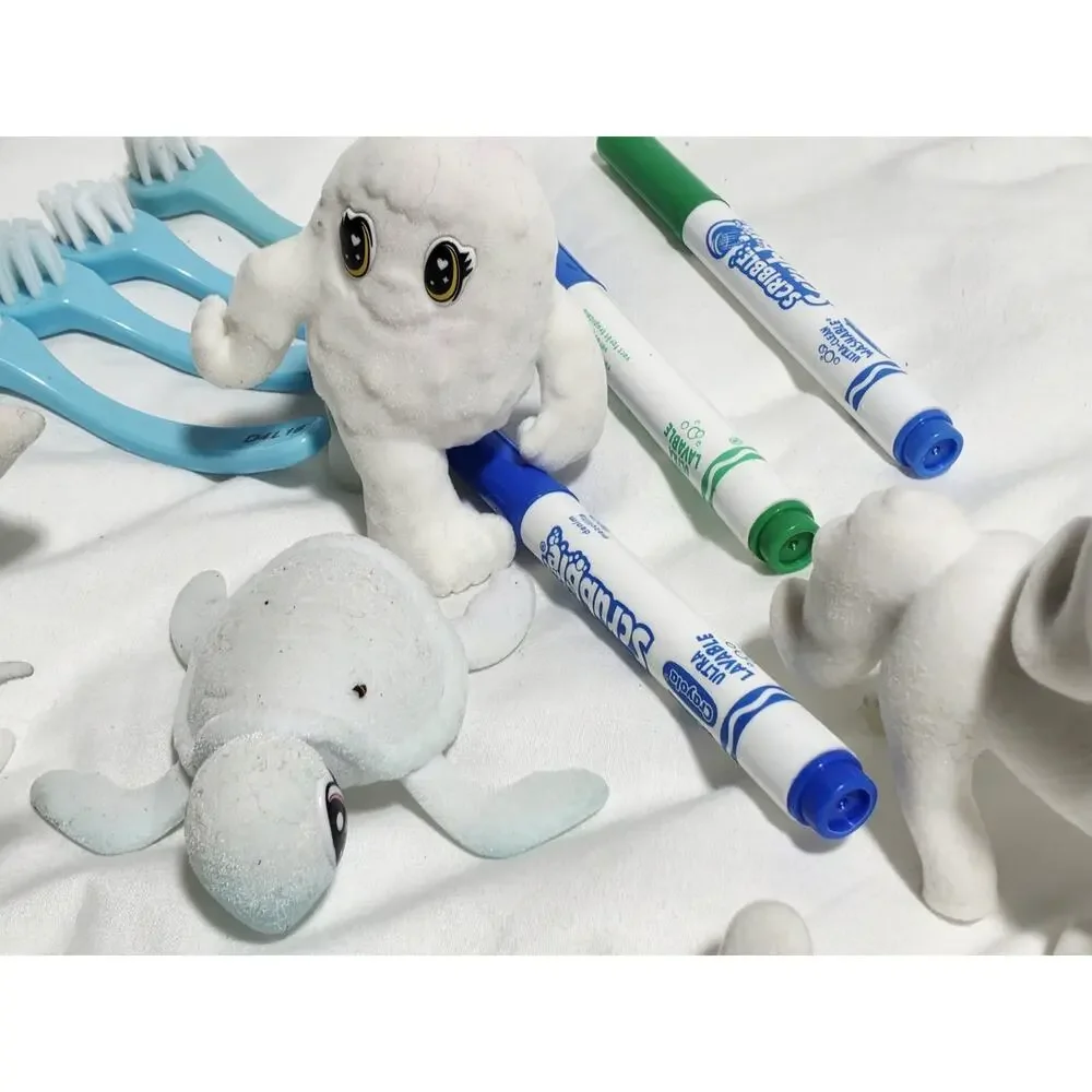 Crayola Washimals Scribble Scrubbie Flocked Animals Lot of 6 Markers Brush